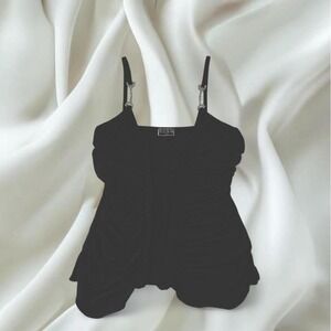 Fang black ruched babydoll cami tank top y2k mcbling preppy fairy